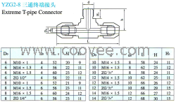 供应YZG2-8三通终端接头(密封圈式)(铜管、尼龙管用)