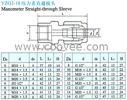 供应YZG2-18压力表直通终端接头(卡套式)(铜管、尼龙管用)