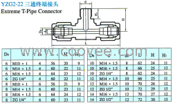 供應(yīng)YZG2-22三通終端接頭(卡套式)(銅管、尼龍管用)