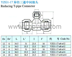 供应YZG1S-17异径三通中间接头(双卡套式)