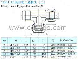 供应YZG1S-19压力表三通接头(二)(双卡套式)