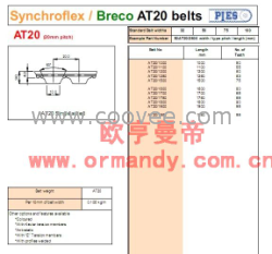 供应德国SYCNHROFLEX/BRECO AT20同步带、齿形带