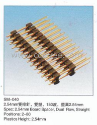 2.54mm 双排针 双塑 180度