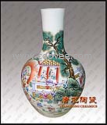 供应手绘粉彩百子图陶瓷花瓶，陶瓷装饰品，家居摆设品，陶瓷收藏品