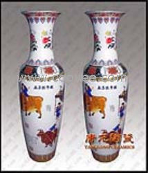 供應景德鎮(zhèn)陶瓷五子牧牛陶瓷大花瓶，陶瓷裝飾品，喬遷禮品花瓶，家居酒店擺設(shè)品