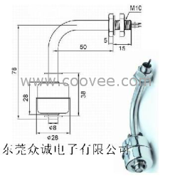 供應(yīng)不銹鋼彎管式側(cè)裝浮球液位開關(guān)