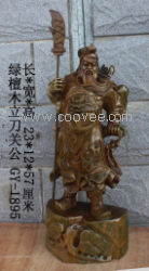 供應 立刀關(guān)公擺件 家居裝飾品 綠檀木材料