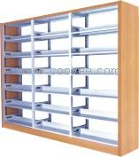 宜賓書架廠家供應雙柱雙面書架木護板書架