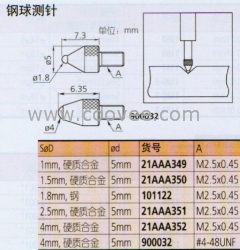 供应日本三丰滚珠测针101122