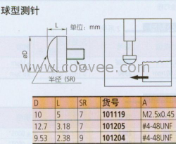 供应日本三丰球型测针101119 101205多款