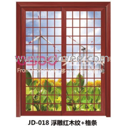 南京移门-JD-018浮雕红木纹+格条