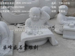 石雕小沙弥，下棋石雕童子，寺庙童子石雕