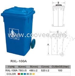 100L塑料垃圾桶 小区垃圾桶 轮式垃圾