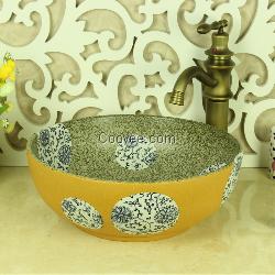 景德鎮華欣瓷業-黃底磨砂青花碎片