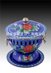 貴言誠直徑16cm景泰藍艾佳式酒精火鍋.