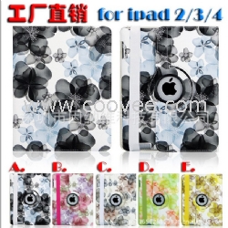 廠家直銷 ipad4水墨花保護(hù)套 皮套