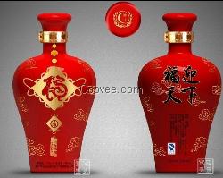 陶瓷酒瓶，青花陶瓷酒具，中国红陶瓷酒瓶