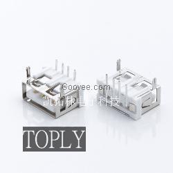 USB A母10.0短体80度直插鱼叉脚