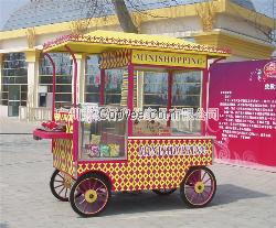 公園木制售貨車(chē)_美食街木制售貨亭