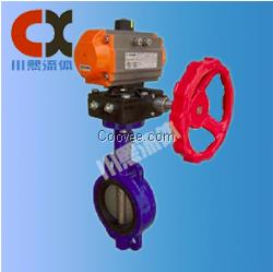 氣動帶手動蝶閥