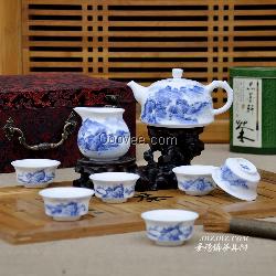 手繪茶具批發(fā) 景德鎮(zhèn)青花陶瓷茶具價(jià)格