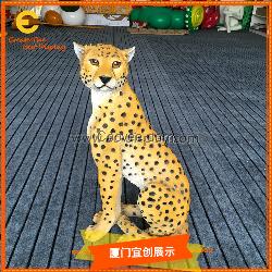 動(dòng)物園景觀裝飾玻璃鋼獵豹雕塑擺件